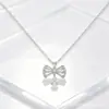 Collar de Acero de Titanio con Lazo para Mujer Diseño de Nicho Accesorios de Verano Dulce Lujo Ligero Sensación de Alta Gama Circón Gota de Agua Gargantilla
