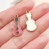 Accesorio de aleación con goteo de aceite, nota musical de guitarra, violín, piano, colgante para collares, llaveros y joyería DIY