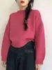 Suéter corto grueso para mujer, nuevo estilo otoño e invierno, holgado, casual, moderno, elegante, tejido grueso, top de punto de color caramelo