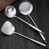 Espátula de Fritar de Aço Inoxidável 304 com Cabo, Utensílio de Cozinha Resistente ao Calor, Atacado do Fabricante, Colher de Cozinha de Grau Alimentício