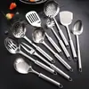 Espátula de acero inoxidable Runjianghu Cuchara de sopa para el hogar Cuchara grande para escurrir arroz Cuchara para fideos Tenedor para hornear Juego de utensilios de cocina 10 regalos
