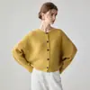 Cárdigan de cachemira rojo con cuello redondo, nuevo estilo otoño/invierno, suéter de punto holgado, de un solo botón, prenda exterior casual