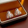 Pendientes Triangulares con Estampado de Leopardo Gota de Aceite Aguja Plateada Pendientes Retro Maillard Europeos y Americanos Pendientes de Estilo Fresco, Moderno y Elegante para Mujer