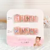 Manicura Personalizada de 10 Piezas con Código de Lazo, Parche para Uñas con Diamante de Corazón, Uñas Portátiles Hechas a Mano, Venta Directa de Fábrica