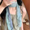 Chica de Primavera~ Bufanda Larga Fina de Seda con Estampado de Cuadros Florales para Mujer, Moderna y Elegante, Cinta de Lazo para Cuello de Alta Gama, Versátil Diadema