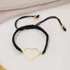 Pulsera de Pareja Trenzada con Cordón Negro y Rojo Transfronteriza Europea y Americana Diseño de Nicho Ajustable Pulsera de Amor de Acero Inoxidable