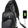Bolsa de Pecho con Cable USB para Hombre, Bolso Cruzado Casual para Hombre, Bolso de Cuero de Color Sólido para Hombre, Nuevo Bolso de Tendencia de Comercio Exterior Transfronterizo para Hombre