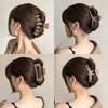 Porta tarjetas de goma de alta calidad, gran pinza para el pelo, horquilla marrón sencilla, código de barras, accesorios para el cabello, clip de tiburón para la parte posterior de la cabeza