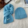 Conjunto de Chapéu e Cachecol 100% Lã Pura Peça Única Cor Lisa Masculino e Feminino Outono e Inverno Conjunto Combinado Espesso e Quente Transfronteiriço