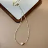 Perlas de Agua Dulce Naturales con Patrones de Grano Uniforme, Cadena Metálica Chapada al Aire, Elegante Cadena para Clavícula, Collar de Serie Personalizada
