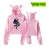 Sudadera con capucha periférica de Rainbow Friends, abrigo de otoño para mujer, suéter sexy con ombligo y orejas de gato