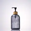 Botella de Lavado de Manos de Rayas Verticales de Alta Calidad, Vidrio Espeso, Botella Dispensadora Multifuncional para Loción y Gel de Ducha, Botella de Vidrio Resistente a la Humedad y al Calor