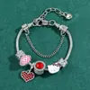 Pulseira Panjia Rosa Pulseira Gato KT Pulseira Desenho Animado Transfronteiriça Fofa Pando Hello Kitty Puxar Fábrica de Joias Atacado
