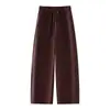 Pantalones curvos de moda con cordones de cintura alta para mujer, 2026 primavera y otoño, nuevos pantalones casuales elegantes holgados de corte ceñido y pierna ancha estrecha