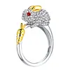 Anel Zodiacal da Moda Banhado a Platina Animal Rato Boi Tigre Coelho Dragão Serpente Cavalo Ovelha Galo Cachorro Porco Anel Zodiacal