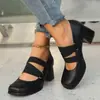 Tallas 34-47, Transfronterizos, Zapatos de Moda para Mujer para Todas las Estaciones, Suela de Goma Suave, Sin Cordones, Tacones Altos de Color Sólido, Zapatos de Tacón Cuadrado
