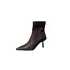Botines de Punta para Mujer 2026 Estilo Británico Otoño e Invierno Nuevos Zapatos de Tacón Alto con Tacón de Aguja Francés para Combinar con Faldas