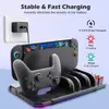 Adecuado para Switch 2 Base de Carga Multifuncional para Pro Controller con Luz RGB y Ventilador de Refrigeración, Puede Sostener 10 Tarjetas
