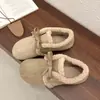 Suela plana suela blanda 2026 nuevo slip-on forro de felpa zapatos de algodón retro zapatos casuales mujer invierno lazo zapatos de pelo mujer