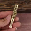 Boquilla para cigarrillos de latón con diseño de dragón, con filtro desmontable y reutilizable, boquilla plana, adecuada para cigarrillos gruesos y delgados, accesorio de fumador portátil