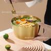 Ensaladera dorada de estilo coreano, de acero inoxidable, para fideos fríos coreanos, frutero de gran tamaño para el hogar, cuenco para polvo de caracol, vajilla creativa