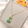 Nuevo Collar Calabaza de Ocho Tesoros Verde Estilo Chino Acero Titanio para Mujer Colgante Sin Color Elegante Lujo Ligero Cadena Clavícula Cuello