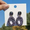 Pendientes de Borla con Cuentas Ovaladas de Cristal Colorido Retro, Pendientes Dulces y de Lujo de Gama Alta Nuevos, Accesorios para Orejas de Moda y Elegantes