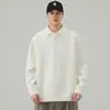 Sudadera de jacquard para hombre, nueva tendencia primavera/otoño 2026, top con cuello, holgado, cómodo, casual, versátil, de manga larga