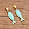2 Modelos de Aço Inoxidável 304 Dourado Eletrodepositado a Vácuo Pingentes de Esmalte Dupla Face Gota de Óleo Animais Marinhos Peixe e Caranguejo Pingentes