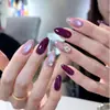 Unhas Postiças Estilo Ins, Olho de Gato Roxo Rosa, Arte de Unha com Diamante Grande, Adesivos de Unha, Unhas Postiças Brilhantes em Formato Amêndoa, Em Estoque