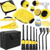 Cepillo Limpiador de Coches de Suministro Transfronterizo Juego de 27 Piezas Cepillo para Taladro Eléctrico Cepillo para Salida de Aire de Coche Suministro Directo de Fábrica Kit de Lavado de Coches