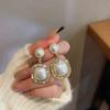 Aretes Geométricos Cuadrados de Gota de Agua de Perla Aguja de Plata Lujo Ligero Francés Aretes de Botón de Alta Gama Moda Nicho Aretes Elegantes para Mujer