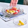 Nordic simples casa transparente Phnom Penh vidro salada tigela criativa de quatro folhas martelo padrão pratos Internet Celebrity Tableware Set