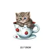 Taza de café linda de dibujos animados gatito impresión por transferencia térmica tinta blanca estampado en caliente al por mayor ropa DIY Camiseta suéter abrigo decoración