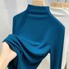 Camiseta Base Modal de Cuello Medio para Mujer Otoño e Invierno 2025 Ajustada Elástica de Manga Larga Capa Base Blanca