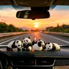 Autoreparables, 4 estilos de versiones lindas con temática de panda, sensación popular en línea, accesorios de interior de coche Kaiyi, decoraciones para coche y escritorio