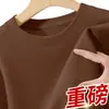 Moletom pullover gola redonda outono inverno peso pesado com veludo interno quente unissex casual diário solto versátil top