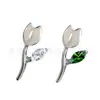 Jiangtitanium F136 Clavo de Hueso de Oreja de Titanio Tulipán Incrustado con Circonita Transfronterizo Cuerpo de Aleación de Titanio G23 Joyería para Piercing Clavo de Oreja