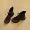 Botas Deportivas de Tobillo de Suela Gruesa para Aumentar la Estatura 2026 Otoño/Invierno Nuevas Botas Martin Retro con Punta Redonda, Cremallera Lateral y Cordones para Mujer