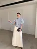 Falda Larga plisada Jianhe Spring New Minimalista con Efecto de Caída, Cintura Alta, Línea A Adelgazante 59092