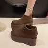Nova Bota Curta Quente Pessoa Baixa 2026 Botas de Cano Curto Sola Grossa Botas de Neve de Inverno Femininas Veludo Plus Aumento de Altura Botas Curtas