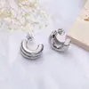 Pendientes de Espejo de Media Luna con Forma de C de Doble Capa con Borla para Mujer Chapados en Oro de 18 Quilates Normcore Retro Europeo y Americano Acero Inoxidable Venta al por Mayor