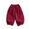Calça de Lanterna de Pelúcia para Meninas 2026 Inverno Novo Infantil Solta Grossa Veludo Bebês Macacão de Lã Calça Longa
