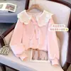Sudadera de Moda para Niños Grandes 2026 Primavera y Otoño Nuevo Estilo Coreano Dulce y Linda Retazos de Encaje Cuello de Muñeca Manga Larga Top