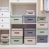 Caja de Almacenamiento Plegable de Tela No Tejida tipo Lino con Tapa para Ropa y Artículos Varios, Caja de Almacenamiento Portátil a Prueba de Polvo