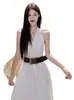 Novo Vestido Base Elegante da Moda, Famoso na Internet, de Alta Qualidade, Estiloso, de Luxo Leve, com Decote V, Acinturado, para o Verão