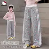 Pantalones Casuales Curvos Estilo Americano de Otoño para Niñas, Pantalones Sueltos Casuales Diarios para Niños Medianos y Grandes