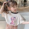 Ropa para Niños Camiseta de Manga Corta para Niñas 2022 Verano Nuevo Estilo Ropa de Verano para Niños Camiseta Básica de Media Manga de Moda Algodón Trbottomy