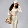 Conjunto de yoga feminino, sem costura e de alta elasticidade, modelador, para treinamento profissional de fitness, corrida e como peça externa, conjunto de duas peças