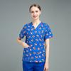 Avental Cirúrgico Estampado Manga Curta Conjunto Dividido Roupas de Pijama Médico Algodão Fino de Verão Macacão para Sala de Cirurgia